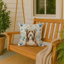 Load image into Gallery viewer, Brown Bearded Collie Coastal Sea Glass Throw Pillow
