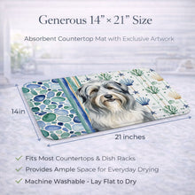 Load image into Gallery viewer, Bearded Collie Coastal Sea Glass Dish Drying Mat