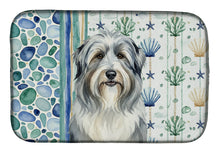 Load image into Gallery viewer, Bearded Collie Coastal Sea Glass Dish Drying Mat