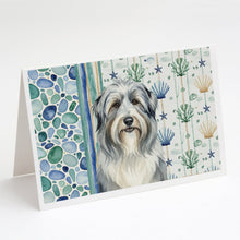 Load image into Gallery viewer, Bearded Collie Coastal Sea Glass Greeting Cards Pack of 8
