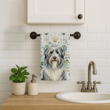 Load image into Gallery viewer, Bearded Collie Coastal Sea Glass Kitchen Towel