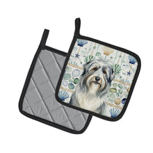 Load image into Gallery viewer, Bearded Collie Coastal Sea Glass Pair of Pot Holders