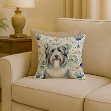 Load image into Gallery viewer, Bearded Collie Coastal Sea Glass Throw Pillow