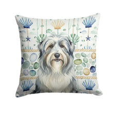 Load image into Gallery viewer, Bearded Collie Coastal Sea Glass Throw Pillow