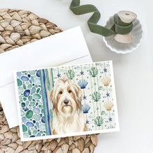 Load image into Gallery viewer, White and Tan Bearded Collie Coastal Sea Glass Greeting Cards Pack of 8