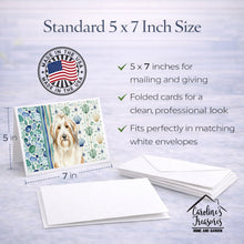 Load image into Gallery viewer, White and Tan Bearded Collie Coastal Sea Glass Greeting Cards Pack of 8