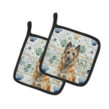 Load image into Gallery viewer, Belgian Laekenois Coastal Sea Glass Pair of Pot Holders