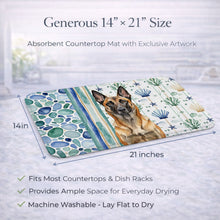 Load image into Gallery viewer, Belgian Malinois Coastal Sea Glass Dish Drying Mat