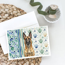 Load image into Gallery viewer, Belgian Malinois Coastal Sea Glass Greeting Cards Pack of 8