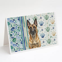 Load image into Gallery viewer, Belgian Malinois Coastal Sea Glass Greeting Cards Pack of 8