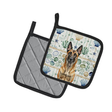 Load image into Gallery viewer, Belgian Malinois Coastal Sea Glass Pair of Pot Holders