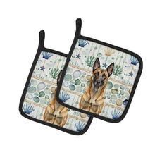 Load image into Gallery viewer, Belgian Malinois Coastal Sea Glass Pair of Pot Holders
