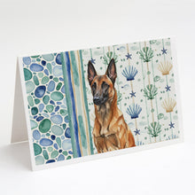 Load image into Gallery viewer, Mahogany Belgian Malinois Coastal Sea Glass Greeting Cards Pack of 8