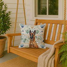 Load image into Gallery viewer, Mahogany Belgian Malinois Coastal Sea Glass Throw Pillow