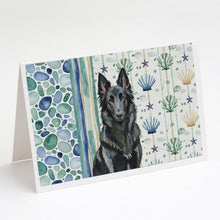 Load image into Gallery viewer, Belgian Sheepdog Groenendael Coastal Sea Glass Greeting Cards Pack of 8