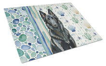 Load image into Gallery viewer, Belgian Sheepdog Groenendael Coastal Sea Glass Glass Cutting Board