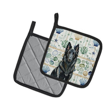Load image into Gallery viewer, Belgian Sheepdog Groenendael Coastal Sea Glass Pair of Pot Holders