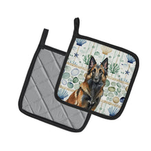 Load image into Gallery viewer, Belgian Tervuren Coastal Sea Glass Pair of Pot Holders