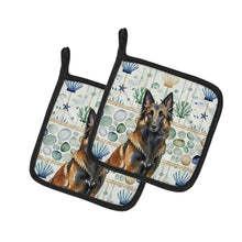 Load image into Gallery viewer, Belgian Tervuren Coastal Sea Glass Pair of Pot Holders