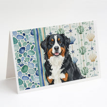 Load image into Gallery viewer, Bernese Mountain Dog Coastal Sea Glass Greeting Cards Pack of 8