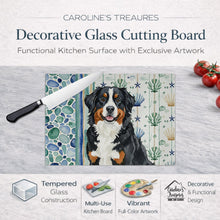 Load image into Gallery viewer, Bernese Mountain Dog Coastal Sea Glass Glass Cutting Board