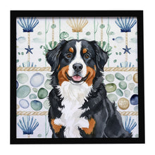 Load image into Gallery viewer, Bernese Mountain Dog Coastal Sea Glass Framed Metal Print