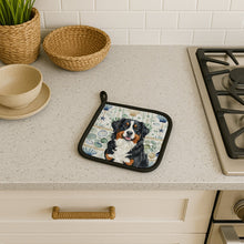 Load image into Gallery viewer, Bernese Mountain Dog Coastal Sea Glass Pair of Pot Holders