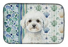 Load image into Gallery viewer, Bichon Frise Coastal Sea Glass Dish Drying Mat