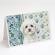 Load image into Gallery viewer, Bichon Frise Coastal Sea Glass Greeting Cards Pack of 8