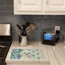 Load image into Gallery viewer, Bichon Frise Coastal Sea Glass Glass Cutting Board
