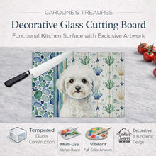 Load image into Gallery viewer, Bichon Frise Coastal Sea Glass Glass Cutting Board