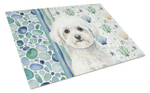 Load image into Gallery viewer, Bichon Frise Coastal Sea Glass Glass Cutting Board
