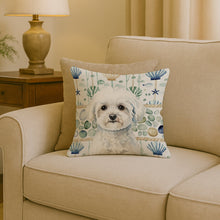 Load image into Gallery viewer, Bichon Frise Coastal Sea Glass Throw Pillow