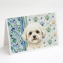 Load image into Gallery viewer, White and Cream Bichon Frise Coastal Sea Glass Greeting Cards Pack of 8