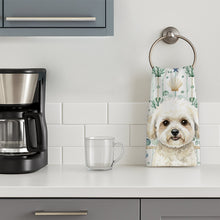 Load image into Gallery viewer, White and Cream Bichon Frise Coastal Sea Glass Kitchen Towel