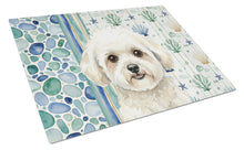 Load image into Gallery viewer, White and Cream Bichon Frise Coastal Sea Glass Glass Cutting Board