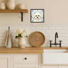 Load image into Gallery viewer, White and Cream Bichon Frise Coastal Sea Glass Framed Metal Print