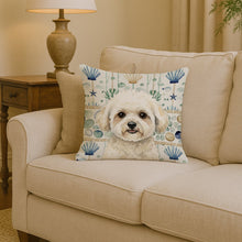 Load image into Gallery viewer, White and Cream Bichon Frise Coastal Sea Glass Throw Pillow
