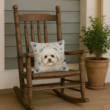 Load image into Gallery viewer, White and Cream Bichon Frise Coastal Sea Glass Throw Pillow
