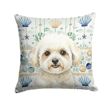 Load image into Gallery viewer, White and Cream Bichon Frise Coastal Sea Glass Throw Pillow