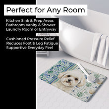 Load image into Gallery viewer, White and Cream Bichon Frise Coastal Sea Glass Memory Foam Kitchen Mat