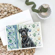 Load image into Gallery viewer, Black Russian Terrier Coastal Sea Glass Greeting Cards Pack of 8