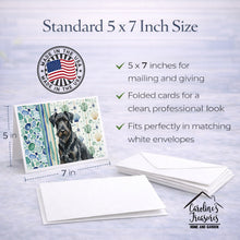 Load image into Gallery viewer, Black Russian Terrier Coastal Sea Glass Greeting Cards Pack of 8