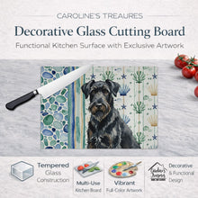 Load image into Gallery viewer, Black Russian Terrier Coastal Sea Glass Glass Cutting Board