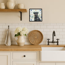 Load image into Gallery viewer, Black Russian Terrier Coastal Sea Glass Framed Metal Print