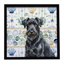 Load image into Gallery viewer, Black Russian Terrier Coastal Sea Glass Framed Metal Print