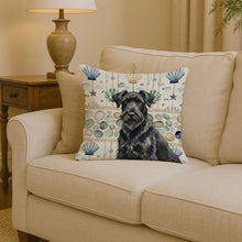 Load image into Gallery viewer, Black Russian Terrier Coastal Sea Glass Throw Pillow