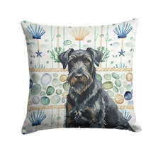 Load image into Gallery viewer, Black Russian Terrier Coastal Sea Glass Throw Pillow