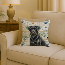 Load image into Gallery viewer, Black Russian Terrier Coastal Sea Glass Throw Pillow