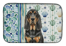 Load image into Gallery viewer, Black and Tan Bloodhound Coastal Sea Glass Dish Drying Mat